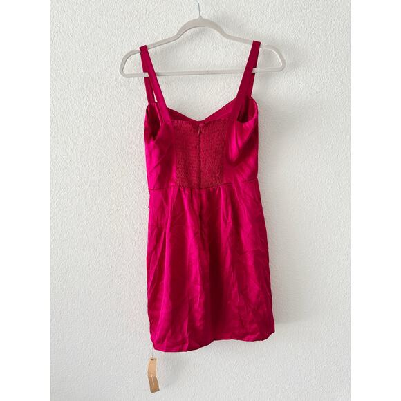 NWT Reformation Fonda Silk Satin Mini Dress in Rhubarb Size 2 - Picture 4 of 7